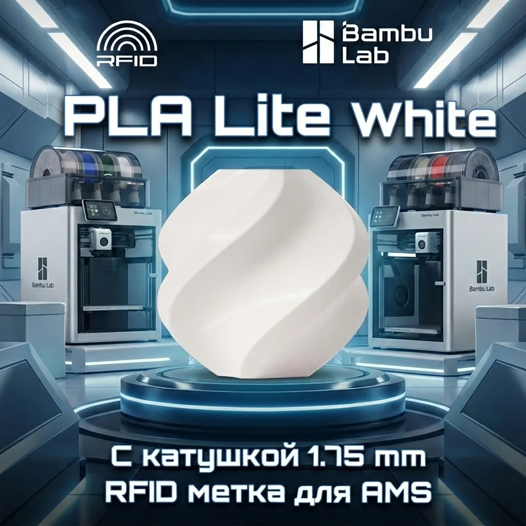 Bambu Lab PLA Lite 1.75 мм 1 кг белый