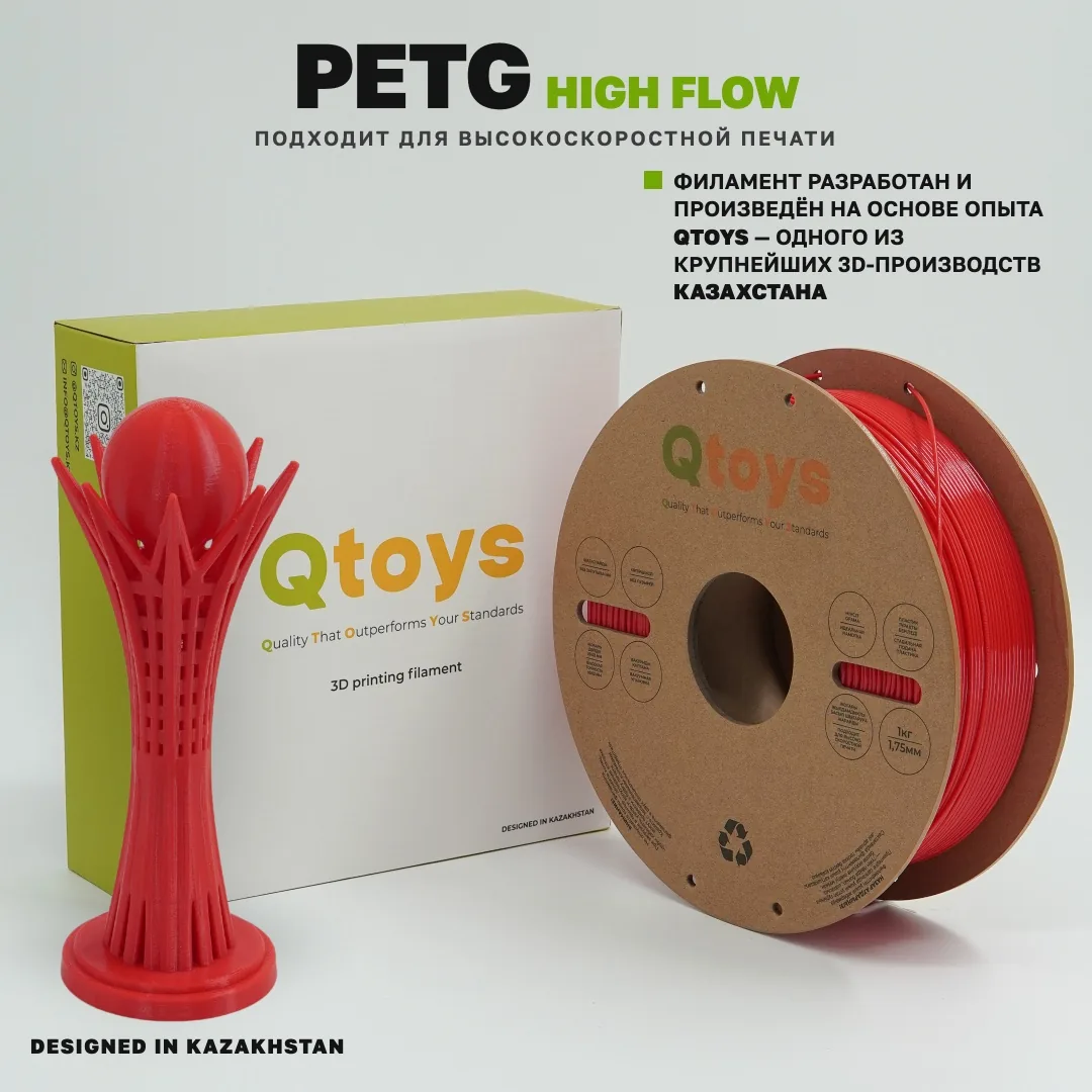 QTOYS PETG-HF 1.75 мм 1 кг красный